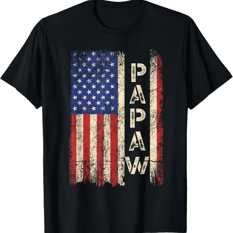 100% Cotton Papaw Grandpa US American Flag Shirt Grandfather Day T-Shirt Hoodie, Sweatshirt | DripVista.com