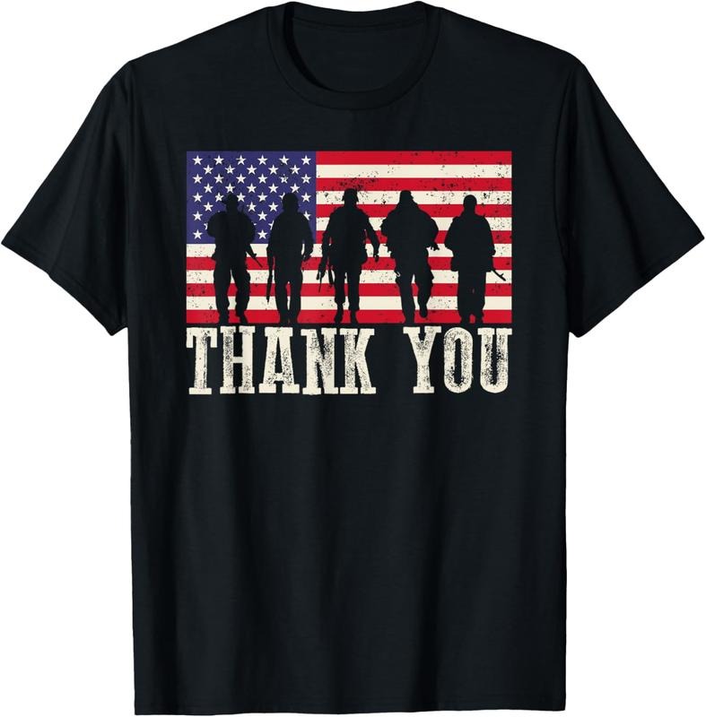 100% Cotton Patriotic American Flag Thank You For Men Women  Girl Boy Shirt T-Shirt Hoodie, Sweatshirt | DripVista.com