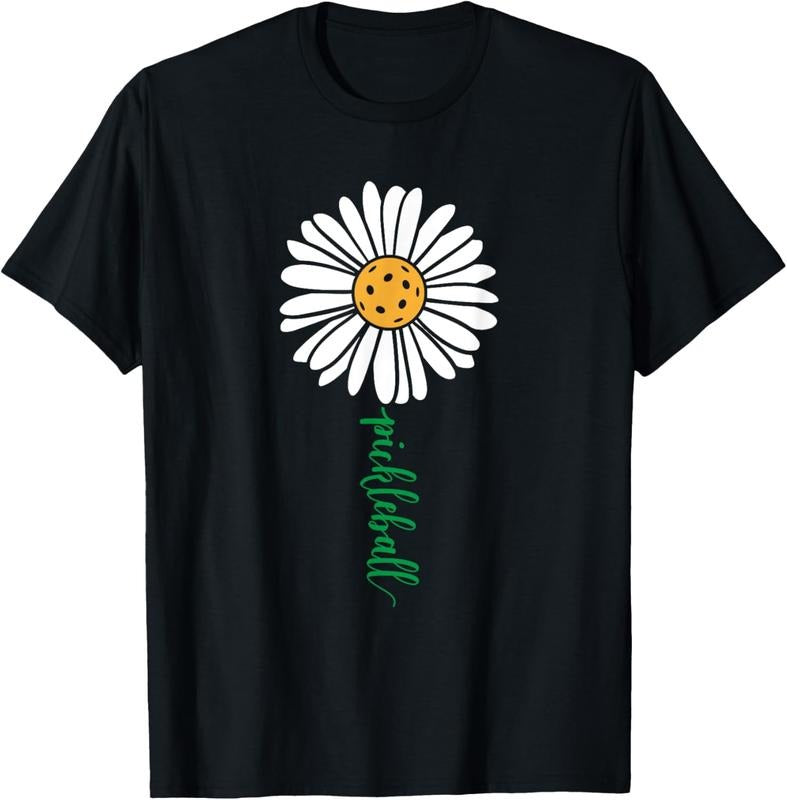 100% Cotton Pickleball Daisy Flower T-Shirt Hoodie, Sweatshirt | DripVista.com