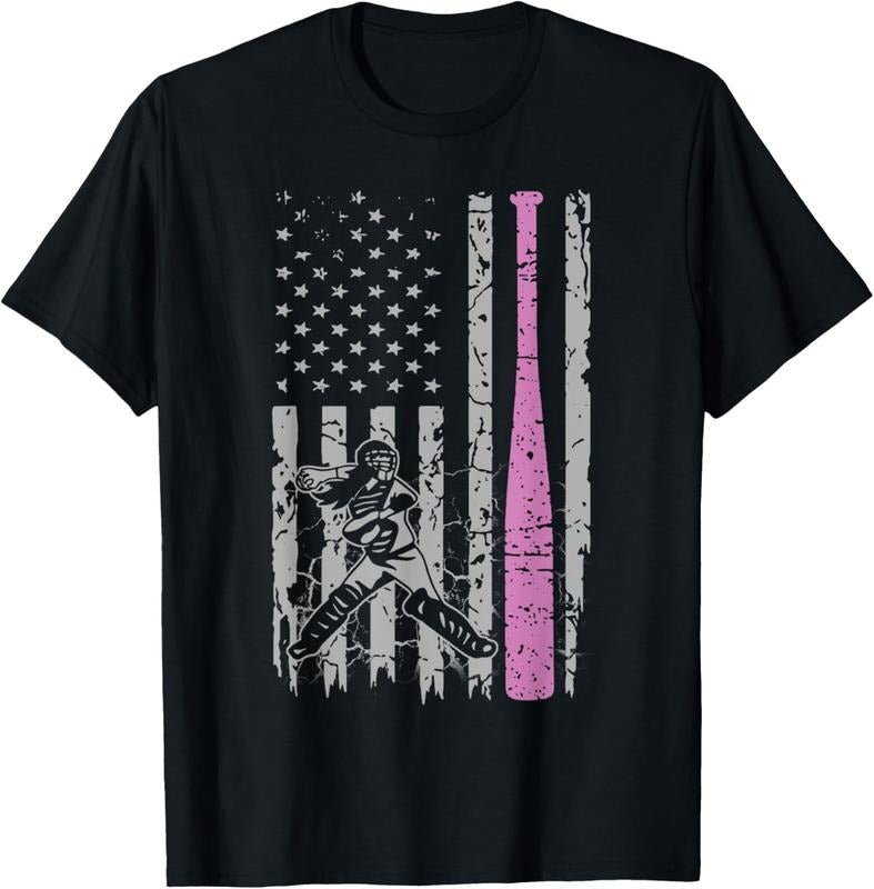 100% Cotton Pink Girls Softball Tee - American Softball For Youth Girls T-Shirt Hoodie, Sweatshirt | DripVista.com