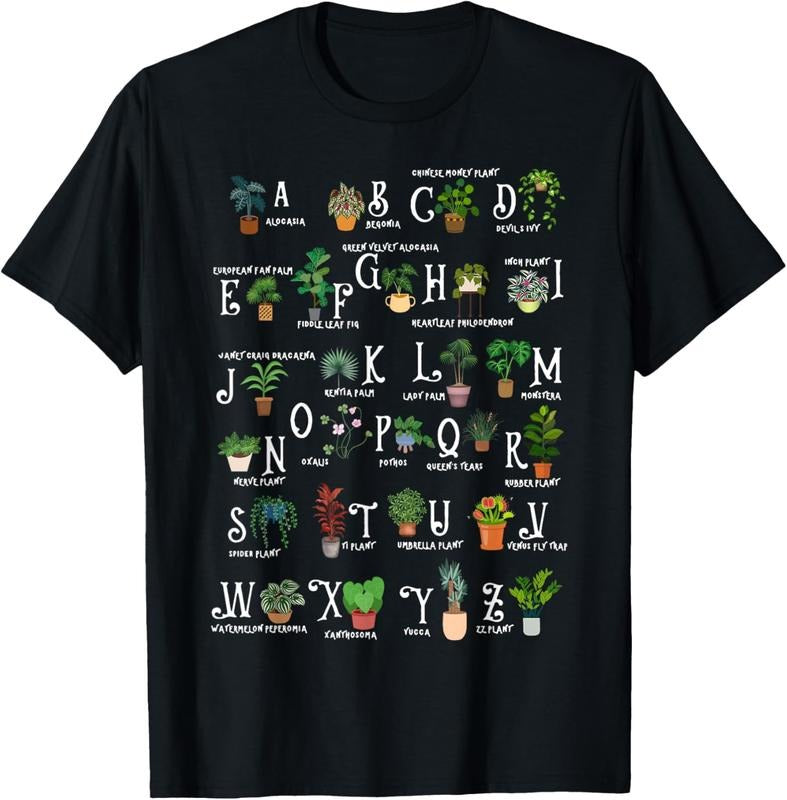 100% Cotton Plant Alphabet Gardener Gardening Plant Lover Women Men T-Shirt Hoodie, Sweatshirt | DripVista.com
