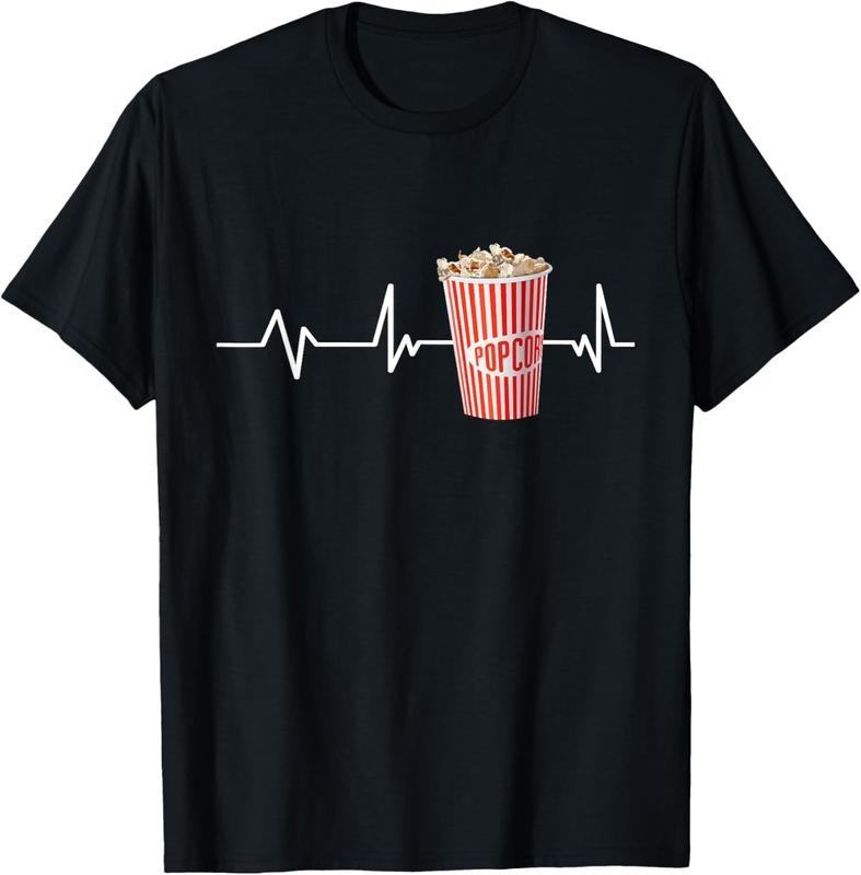 100% Cotton Popcorn Heartbeat Popcorn Gift Popcorn T-Shirt Hoodie, Sweatshirt | DripVista.com