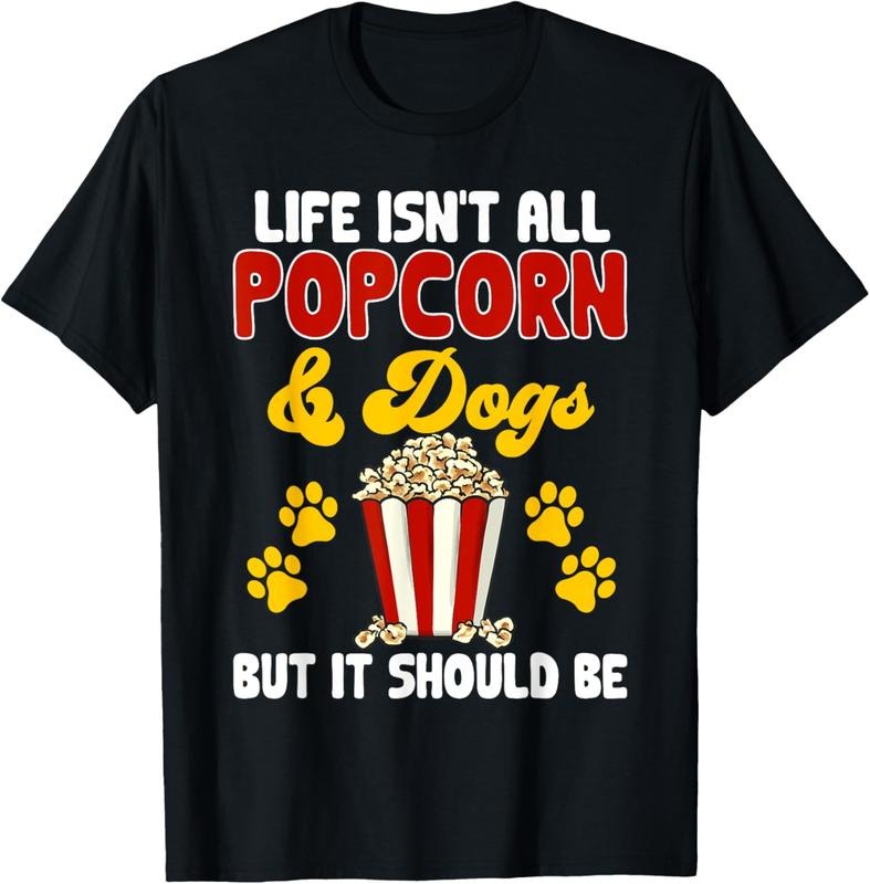 100% Cotton Popcorn Movie Night Snack Dogs Popcorn T-Shirt Hoodie, Sweatshirt | DripVista.com
