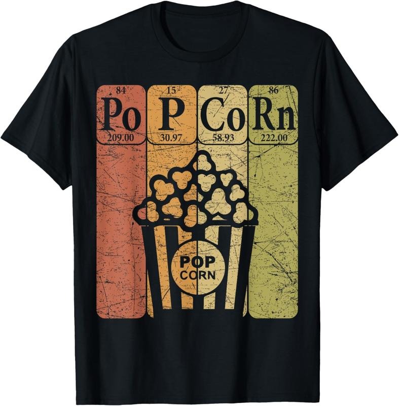 100% Cotton Popcorn Periodic Table Elements Cinema Lover Movie Snack T-Shirt Hoodie, Sweatshirt | DripVista.com