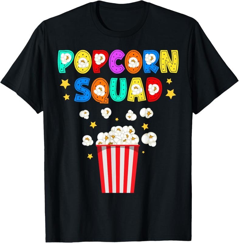 100% Cotton Popcorn Squad Movie Theater Lover Theatre Nerd T-Shirt Hoodie, Sweatshirt | DripVista.com