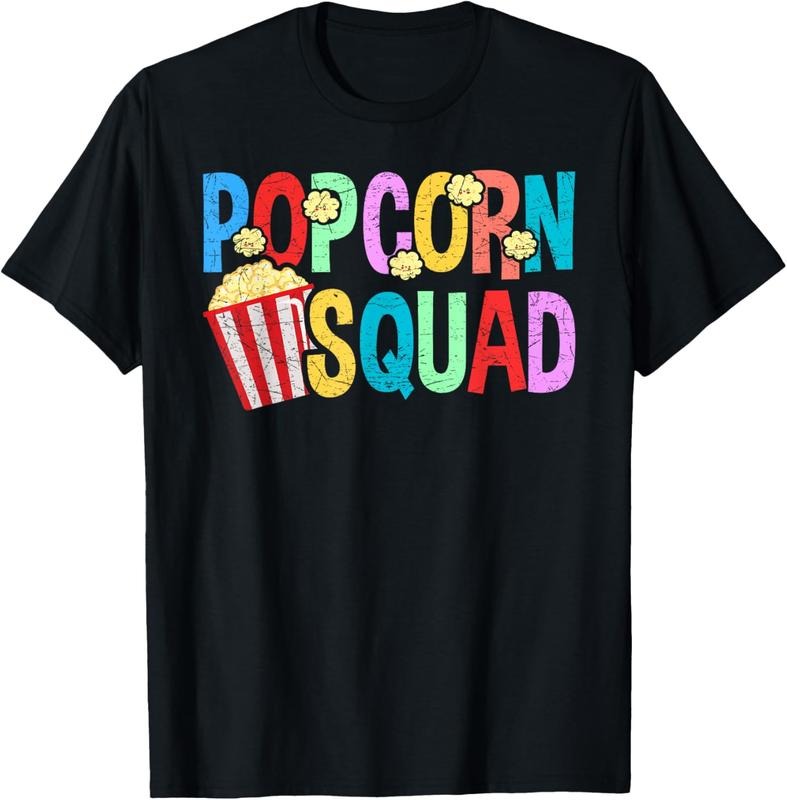 100% Cotton Popcorn Squad, Funny Movie Theater For Women Men T-Shirt Hoodie, Sweatshirt | DripVista.com