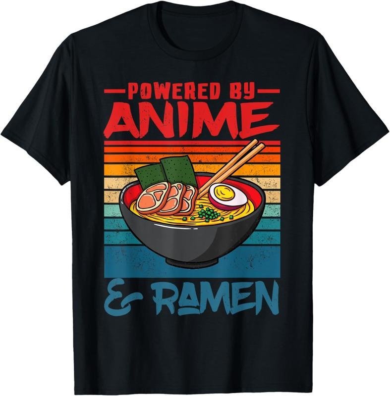 100% Cotton Powered By Anime & Ramen Love Anime Noodles Mens Women  T-Shirt Hoodie, Sweatshirt | DripVista.com
