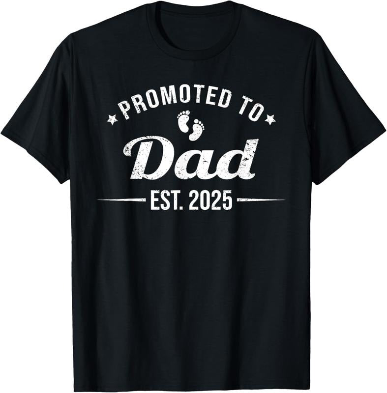 100% Cotton Promoted To Dad EST. 2025 Funny Soon To Be Dad T-Shirt Hoodie, Sweatshirt | DripVista.com