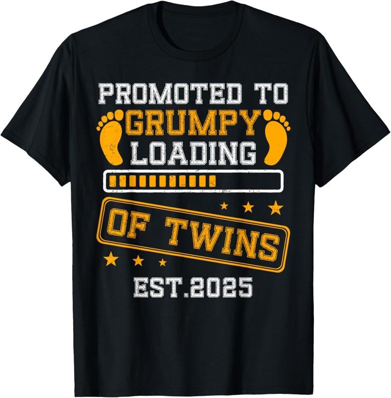 100% Cotton Promoted To GRUMPY of Twins Family est 2025 Loading Match T-Shirt Hoodie, Sweatshirt | DripVista.com