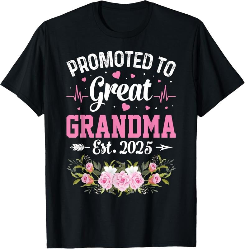100% Cotton Promoted To Great Grandma Est 2025 First Time New Grandma T-Shirt Hoodie, Sweatshirt | DripVista.com