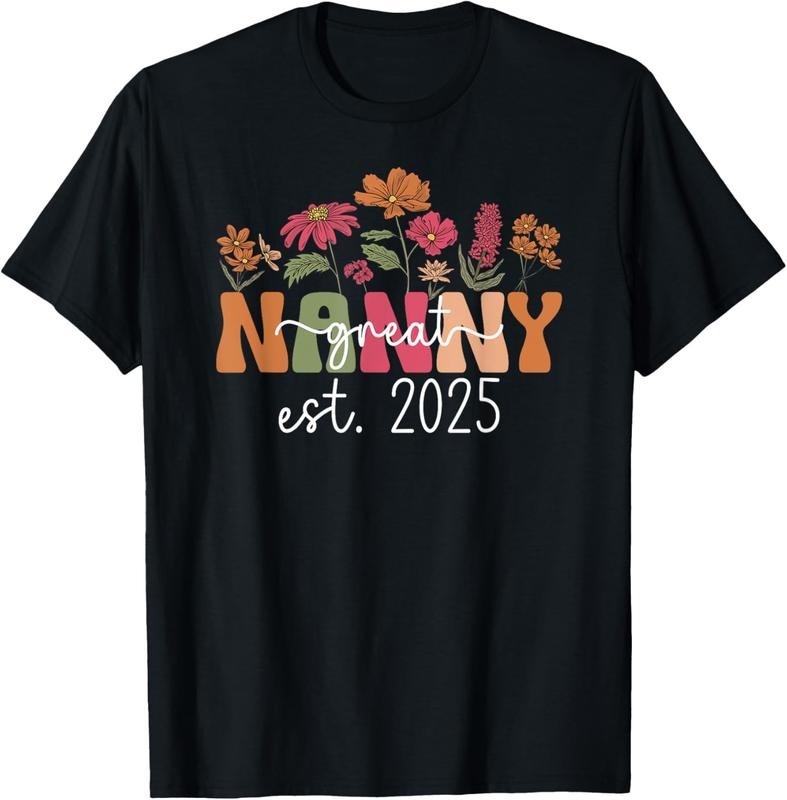 100% Cotton Promoted To Great Nanny Est. 2025 Groovy Future Great Nanny T-Shirt Hoodie, Sweatshirt | DripVista.com