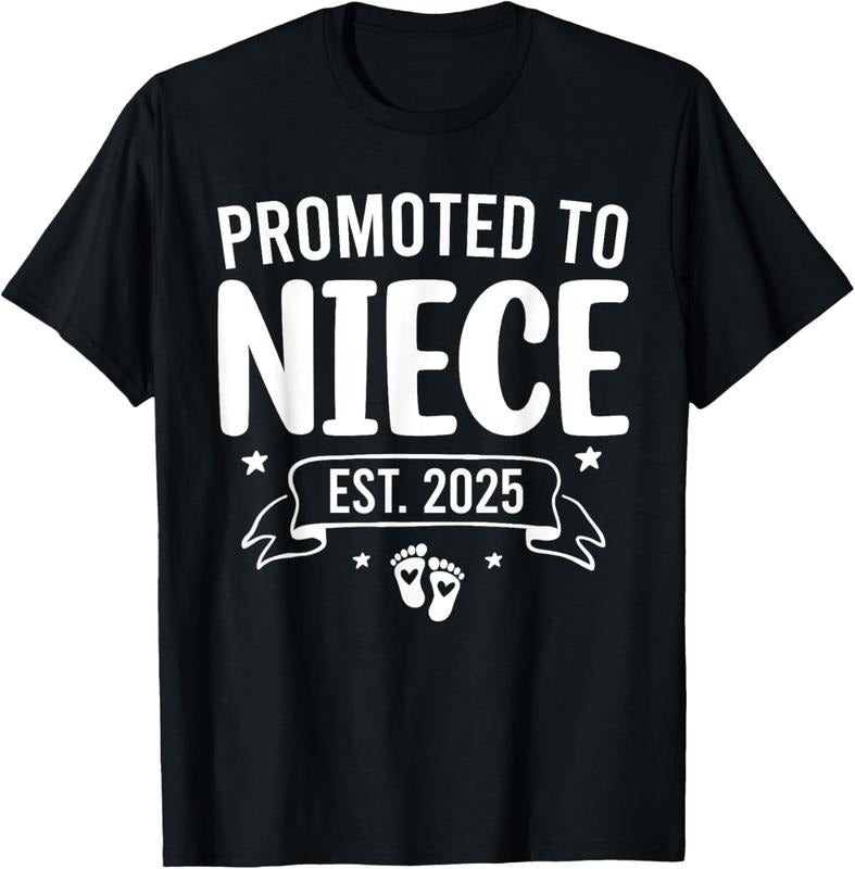 100% Cotton Promoted To Niece Est 2025 Niece Baby Announcement T-Shirt Hoodie, Sweatshirt | DripVista.com