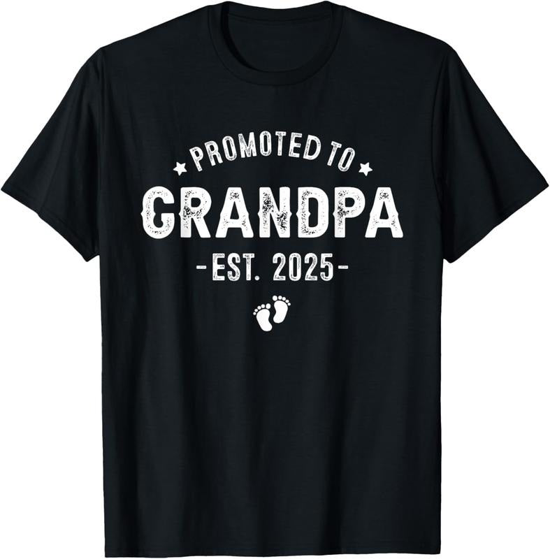 100% Cotton Promoted to Grandpa 2025 Soon To Be, First Time Grandfather T-Shirt Hoodie, Sweatshirt | DripVista.com