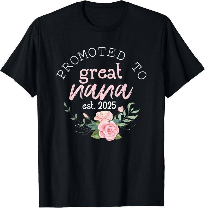100% Cotton Promoted to Great Grandma 2025 Gifts First Time Grandma Nana T-Shirt Hoodie, Sweatshirt | DripVista.com