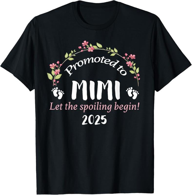 100% Cotton Promoted to Mimi Est 2025 Floral Let The Spoiling Begin T-Shirt Hoodie, Sweatshirt | DripVista.com