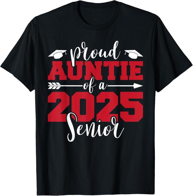 100% Cotton Proud Auntie Of A 2025 Senior Graduate Family Graduation T-Shirt Hoodie, Sweatshirt | DripVista.com