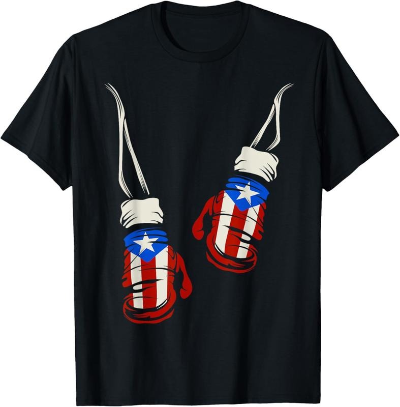 100% Cotton Puerto Rican | Puerto Rico Boxing Gloves Flag T Shirt T-Shirt Hoodie, Sweatshirt | DripVista.com