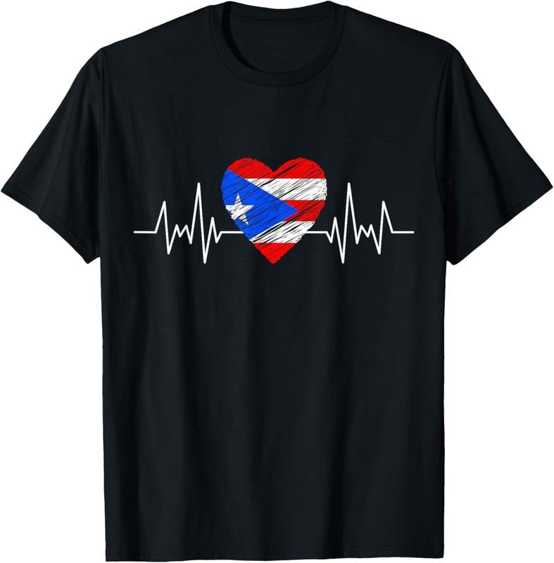 100% Cotton Puerto Rico Flag Heartbeat Pride Grunge Puerto Rican Flag T-Shirt Hoodie, Sweatshirt | DripVista.com