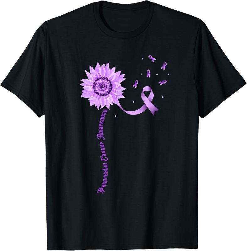 100% Cotton Purple Ribbon Pancreatic Cancer Awareness T-Shirt Hoodie, Sweatshirt | DripVista.com