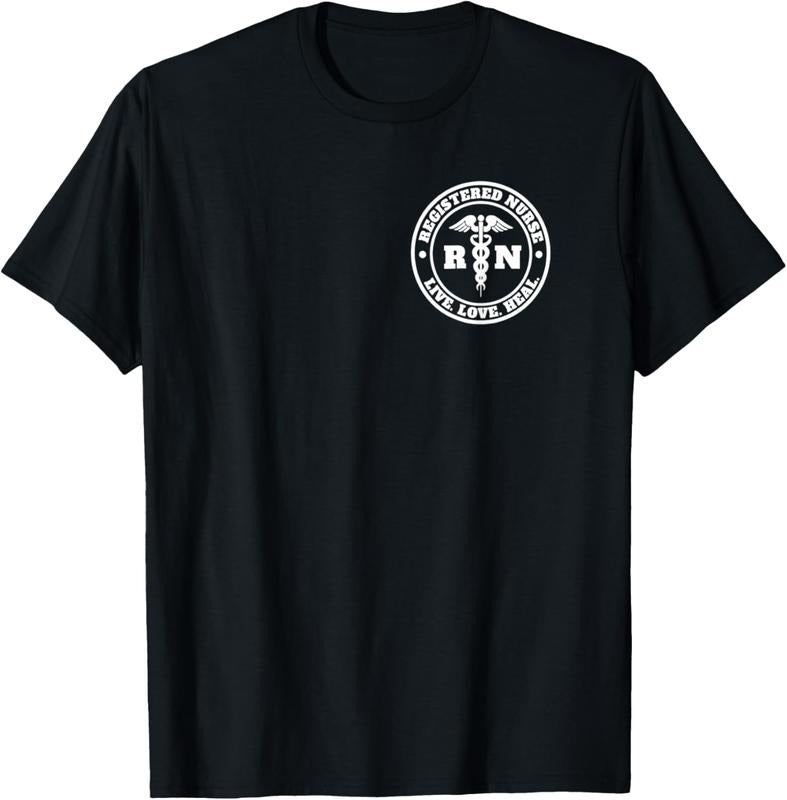 100% Cotton Registered Nurse Live Love Heal Pocket Logo RN T-Shirt Hoodie, Sweatshirt | DripVista.com