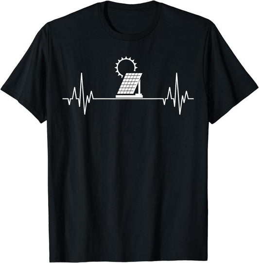 [100% Cotton]Renewable Energy Green Photovoltaic Solar Power Heartbeat T-Shirt