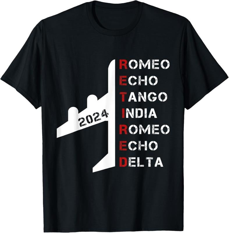 100% Cotton Retired Pilot 2024 Phonetic Alphabet Retirement Gift T-Shirt Hoodie, Sweatshirt | DripVista.com