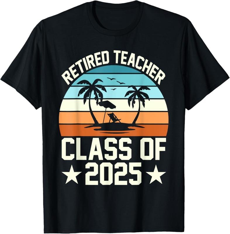 100% Cotton Retired teacher class of 2025 vintage school retirement T-Shirt