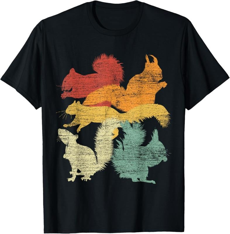100% Cotton Retro Forest Animal Lover Gift Idea Squirrel T-Shirt Hoodie, Sweatshirt | DripVista.com