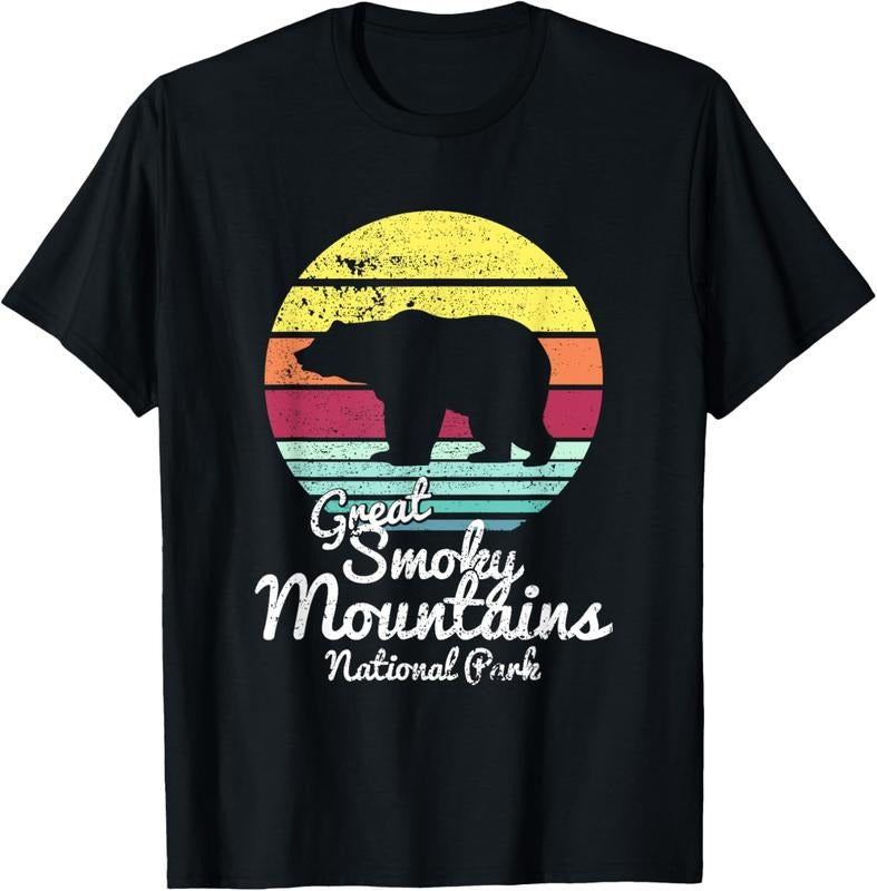 100% Cotton Retro Great Smoky Mountains National Park TN Bear T Shirt T-Shirt Hoodie, Sweatshirt | DripVista.com