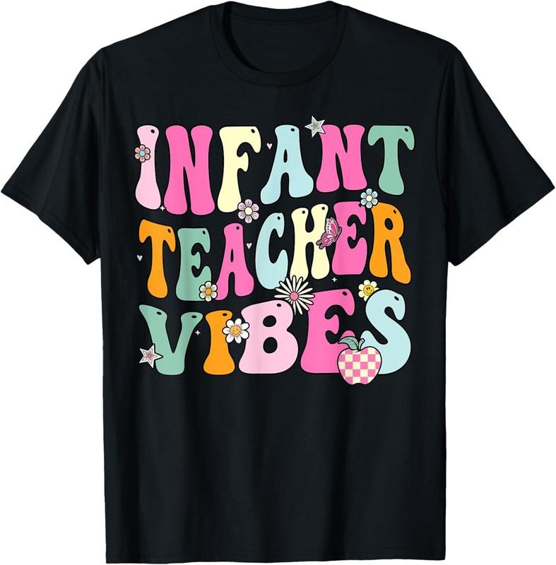 100% Cotton Retro Infant Teacher Vibes Women Daycare Teacher T-Shirt Hoodie, Sweatshirt | DripVista.com