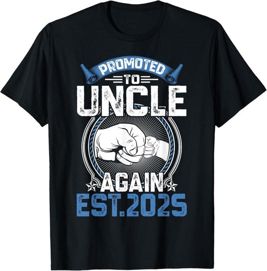 100% Cotton Retro Promoted To Uncle 2025 Again Soon To Be Uncle Mens T-Shirt