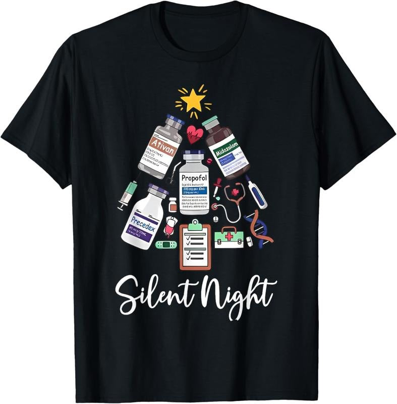 100% Cotton Retro Silent Night ICU Nurse Christmas Intensive Care Unit T-Shirt Hoodie, Sweatshirt | DripVista.com