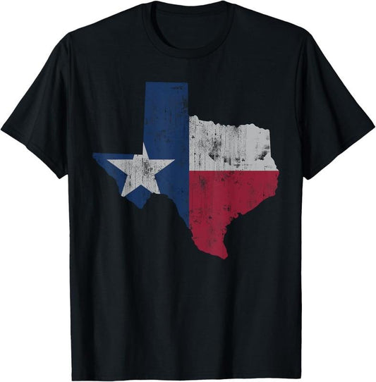 100% Cotton Retro Texas Flag Map Men Women  Youth Boys Girls  T-Shirt