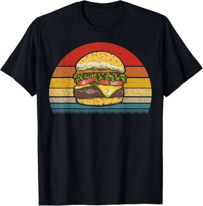 100% Cotton Retro Vintage Cheeseburger Design Costume Hamburger Lovers T-Shirt Hoodie, Sweatshirt | DripVista.com