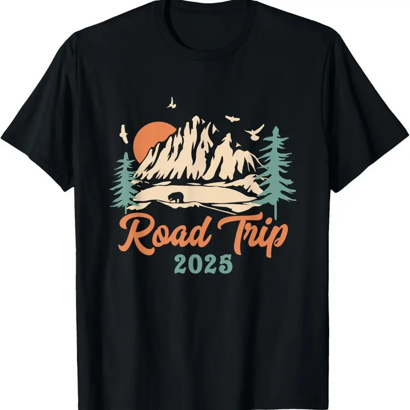 100% Cotton Road Trip 2025 Vacation Girls Trip Adventure Gift For Family T-Shirt Hoodie, Sweatshirt | DripVista.com