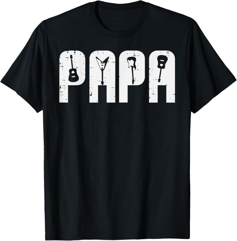 100% Cotton Rocker Papa Guitars Electric Acoustic Bass Dad Daddy Men T-Shirt Hoodie, Sweatshirt | DripVista.com