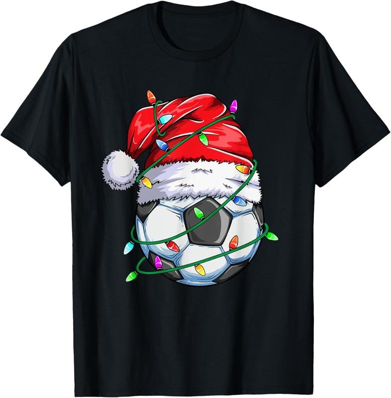 100% Cotton Santa Soccer Ball Sports Design- Christmas Soccer Player T-Shirt Hoodie, Sweatshirt | DripVista.com