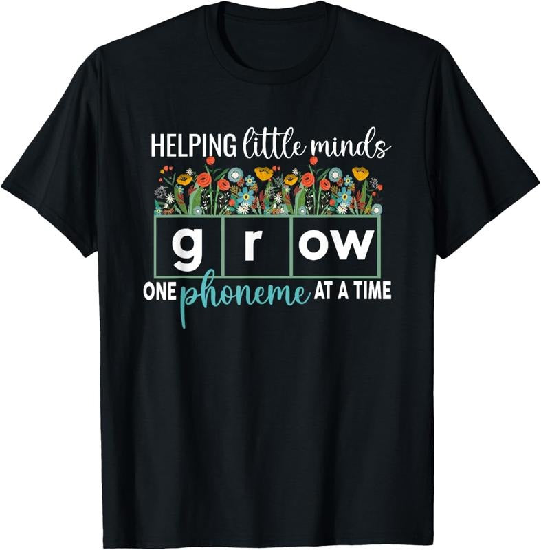 100% Cotton Science of Reading Helping A Little Minds Grow Phonics Women T-Shirt Hoodie, Sweatshirt | DripVista.com