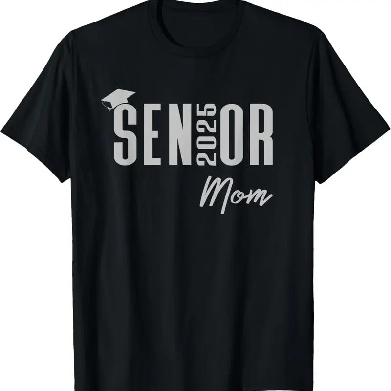 100% Cotton Senior 2025 Silver Graduation Cap Class of 2025 Mom T-Shirt Hoodie, Sweatshirt | DripVista.com