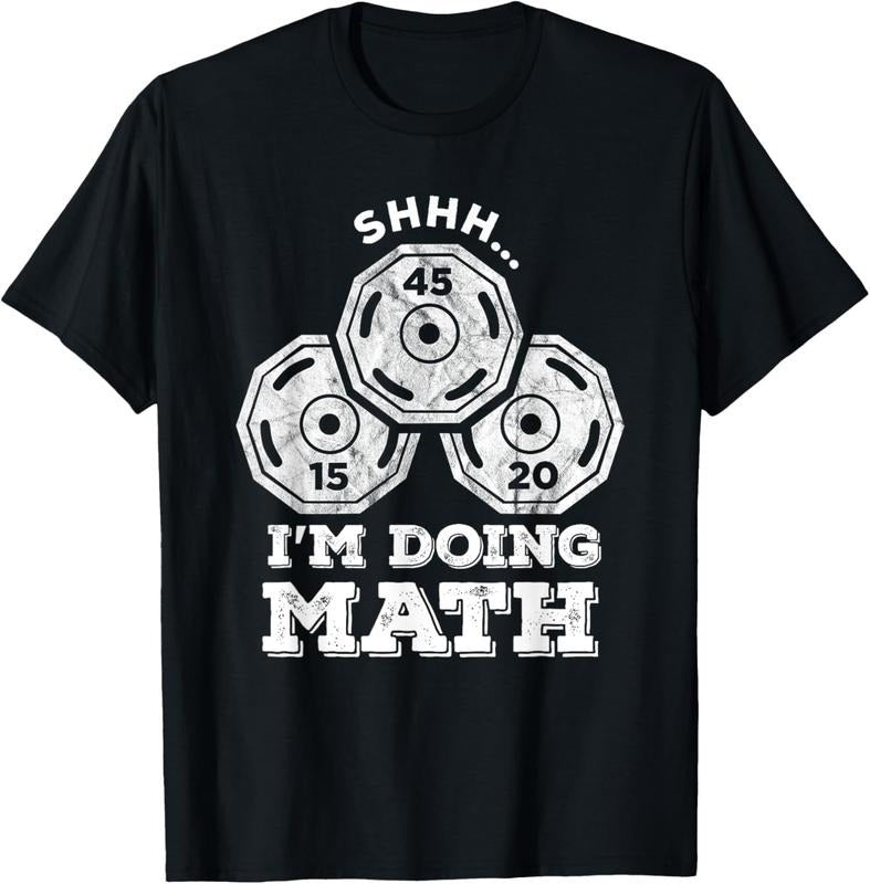 100% Cotton Shhh I'm Doing Math Funny Weight Lifting Workout Training T-Shirt Hoodie, Sweatshirt | DripVista.com