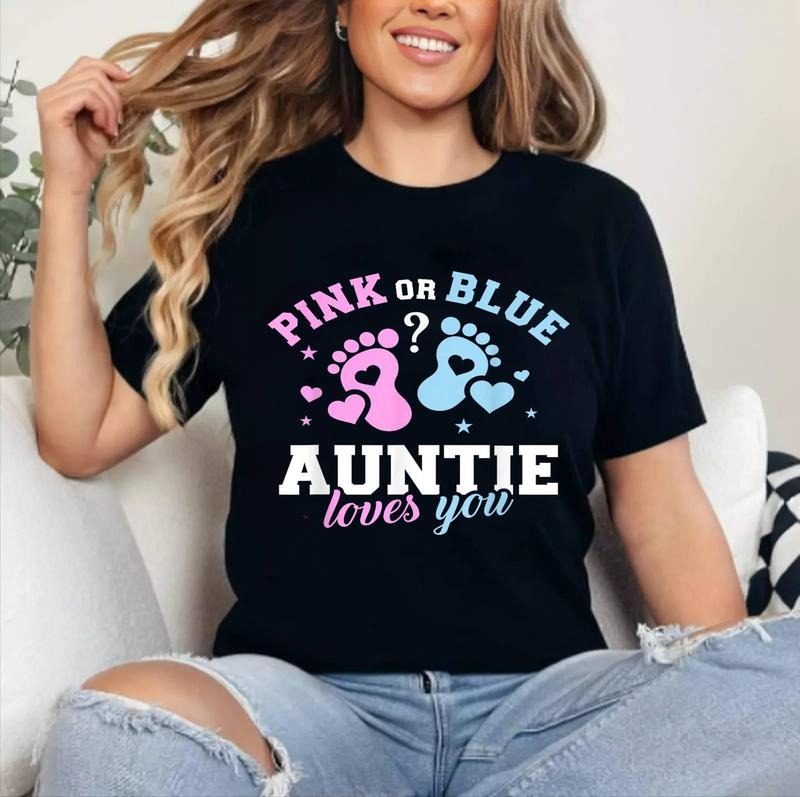 [100% Cotton Shirt] Gender reveal auntie aunt Unisex T-Shirt Hoodie, Sweatshirt | DripVista.com