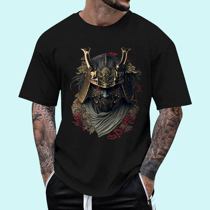 [100% Cotton Shirt] Samurai Helmet Warrior Bushido Oni Mask Japanese Culture Unisex T-Shirt Hoodie, Sweatshirt