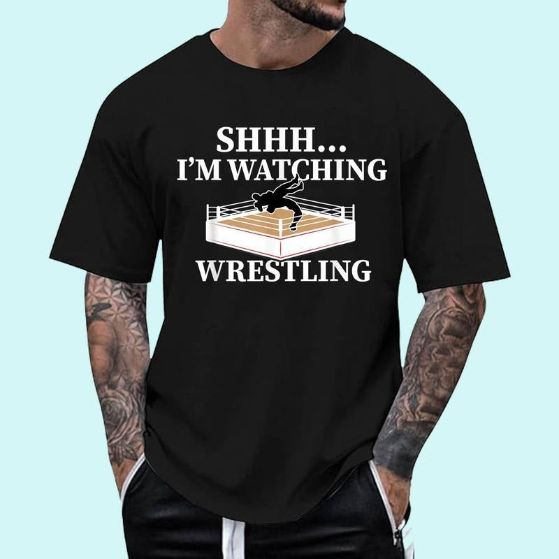 [100% Cotton Shirt] Shhh I_m Watching Wrestling Funny Wrestling Lover Gift Unisex T-Shirt Hoodie, Sweatshirt | DripVista.com