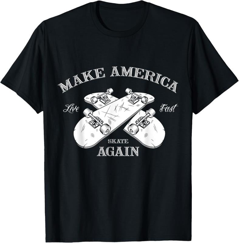100% Cotton Skateboard Skateboarding Make America Skate Again T-Shirt Hoodie, Sweatshirt | DripVista.com