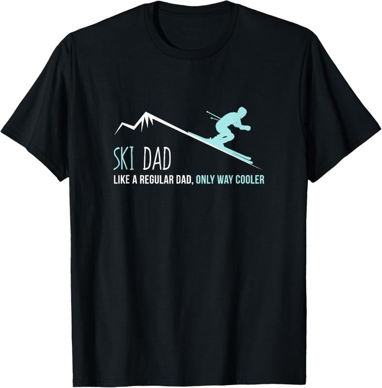 100% Cotton Ski Dad Funny Cute Winter Skiing Gift T-Shirt Hoodie, Sweatshirt | DripVista.com