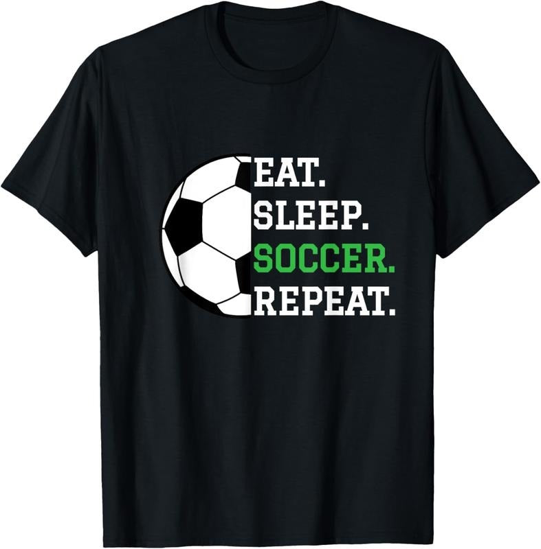 100% Cotton Soccer Player Soccer Lover Eat Sleep Soccer Repeat T-Shirt Hoodie, Sweatshirt | DripVista.com