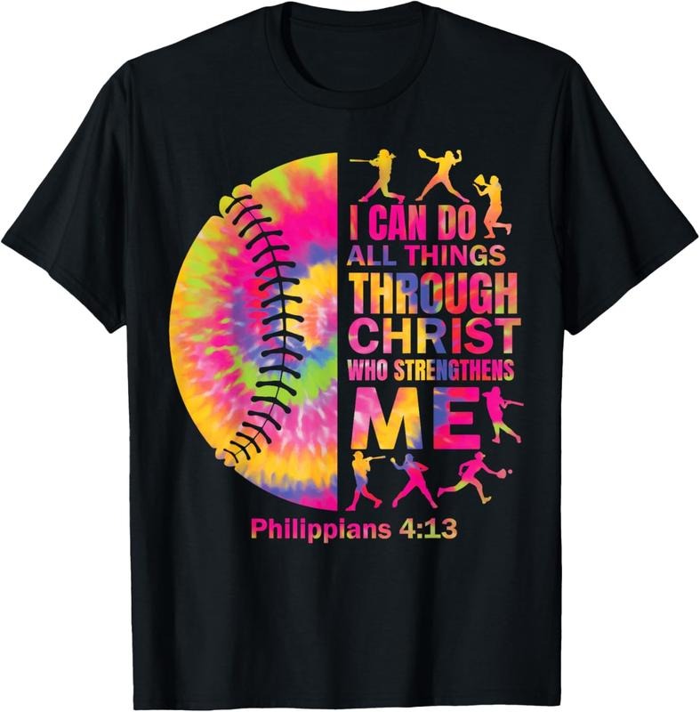 100% Cotton Softball t Shirt Teen Girls Women Christian Christ Tie Dye T-Shirt Hoodie, Sweatshirt | DripVista.com