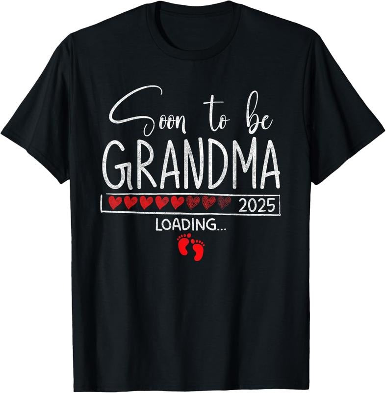 100% Cotton Soon To be Grandma 2025 Grandmother Loading Grandma Est 2025 T-Shirt Hoodie, Sweatshirt | DripVista.com