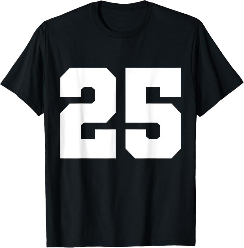 100% Cotton Sports Team Jersey Number Birthday Clothing Number 25 T-Shirt