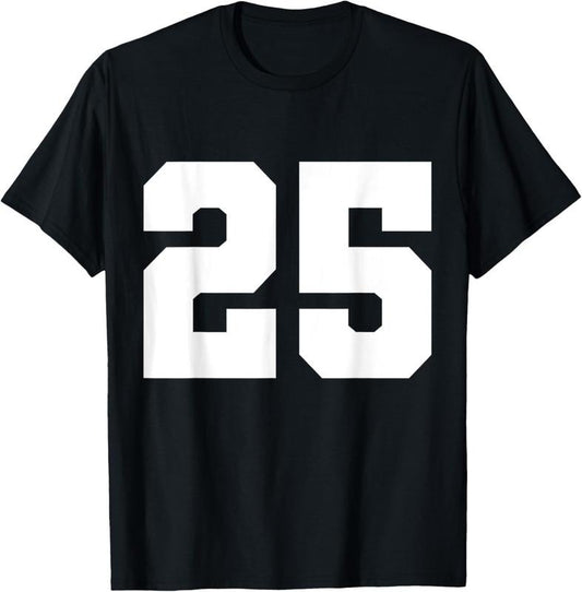 100% Cotton Sports Team Jersey Number Birthday Clothing Number 25 T-Shirt